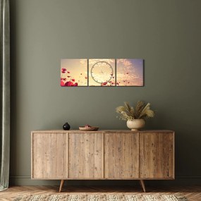 Obraz - Lúka s kvetmi (s hodinami) (90x30 cm)