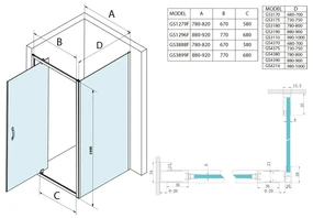 Gelco Gelco, SIGMA SIMPLY obdĺžniková sprchová zástena pivot dvere 900x750mm L/P varianta, číre sklo, GS1296GS3175