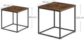 Set dvoch štvorcových konferenčných stolíkov - rustikálne (čierne nohy)