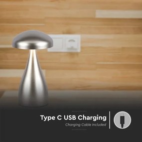 LED Stmievateľná dobíjacia stolná lampa LED/1W/5V 3000-6000K 1800 mAh strieborná