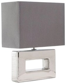 Strieborná hodvábna nočná stolová lampa ONYX  Beliani