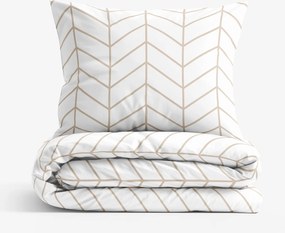 Goldea bavlnené posteľné obliečky - béžový cikcak na bielom 140 x 200 a 70 x 90 cm