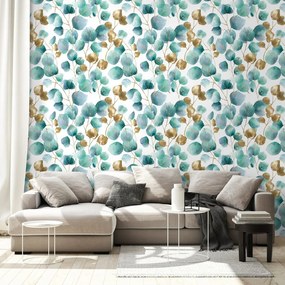 Fototapeta zlaté a tyrkysové listy