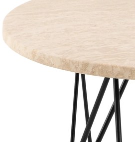 Odkladací stolík Prunus 55 cm béžový mramor/čierny