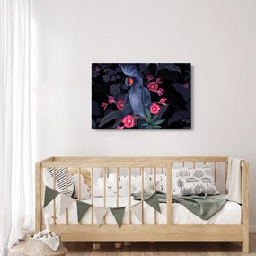 Obraz - Papagáj medzi kvetmi (90x60 cm)