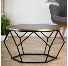 HowHomely Konferenčný stolík DIAMOND 40x70 cm čierna/zlatá 10-1562-70-B-BMG