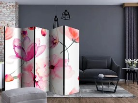 Paraván - Pink Flowers II [Room Dividers] Veľkosť: 225x172, Verzia: Obojstranný