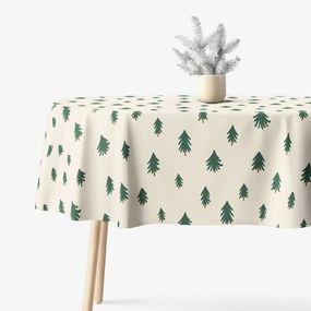 Goldea oválny obrus z pevnej bavlny - stromčeky na režnom 120 x 180 cm
