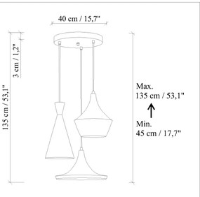 Závesné svietidlo TOM na lanku 3xE27/40W/230V oranžové