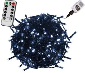 VOLTRONIC® 59746 Vianočné LED osvetlenie 20 m - studená biela 200 LED + ovládač - zelený kábel