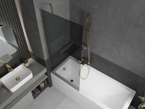 Mexen Next, vaňová zástena 1-krídlová 80 x 150 cm, fixné krídlo, 6 mm šedé sklo, zlatý profil, 895-080-000-00-40-50