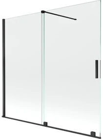 Mexen Velar vaňová zástena dvojkrídlová Posuvný 170 x 150 cm, Priehľadné, Čierny - 896-170-000-01-70