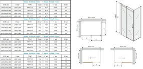 Mexen Omega, sprchovací kút s posuvnými dverami 160 (dvere) x 70 (stena) cm, 8mm sklo, čierny profil-číre sklo, 825-160-070-70-00