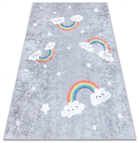 JUNIOR 52063.801umývací koberec Dúha, mraky pre deti protišmykový - sivá Veľkosť: 120x170 cm