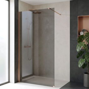 Bezrámová sprchová zastena REA FLEXI BRUSH COPPER 130 cm, meď kartáčovaná/sivá dymová - bez vaničky