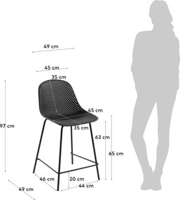 Tmavosivá kovovo-plastová záhradná barová stolička Quinby – Kave Home