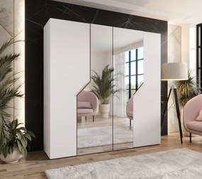 Šatníková skriňa Alaris 2 200 (biela + zlatá) (so zrkadlom). Akcia -20%. Vlastná spoľahlivá doprava až k Vám domov. 1144192
