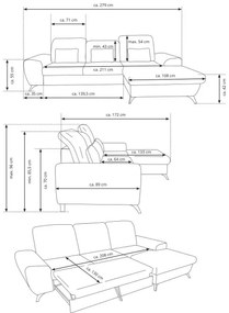 Rozkladacia rohová čalúnená sedacia súprava v tvare L s úložným priestorom ALTA, pravá, zelená