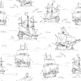 DEKORNIK Black&White Ships - Tapeta