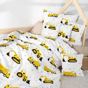 Goldea detské krepové obliečky - bagre a stavebné autá 140 x 200 a 70 x 90 cm