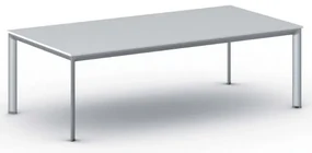 Rokovací kancelársky stôl PRIMO INVITATION, 240x120 cm, sivostrieborná podnož, biela