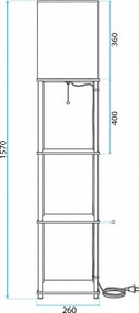 Toolight Toolight, JNH050-1F, stojaca lampa s poličkami a jutovým tienidlom, v. 157 cm, 1×E27, čierna, 58349