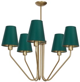 Luster Victoria, 5x zelené textilné tienidlo, g