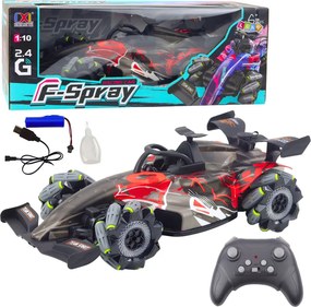 LEAN Toys Diaľkovo ovládané pretekárske auto RC 1:10, svetlá, zvuky, vodná para, červené