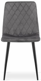 Jedálenská stolička TURIN zamat sivá (čierne nohy)