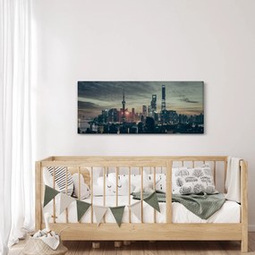 Obraz mesta za súmraku (120x50 cm)