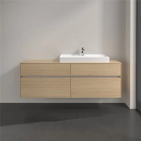 VILLEROY &amp; BOCH Collaro závesná skrinka pod umývadlo na dosku (umývadlo vpravo), 4 zásuvky, s LED osvetlením, 1600 x 500 x 548 mm, Nordic Oak, C027B0VJ