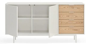 Nízka komoda v dekore duba v bielo-prírodnej farbe 159x80 cm Sierra – Teulat