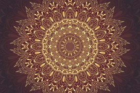 Tapeta zlatá Mandala na bordovom pozadí - 375x250