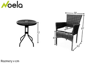 Noela Balkónový set Nina + 2x ratanové kreslo Bali PREMIUM