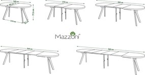 Mazzoni EXPANSO Kašmír / kašmírové nohy - OVÁLNY ROZKLADACÍ STÔL 160-360 cm PRE 16-18 OSÔB
