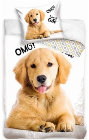 Bavlnené posteľné obliečky šteniatko Zlatý Retriever - 100% bavlna - 70 x 90 cm + 140 x 200 cm