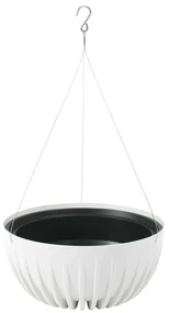 ZÁVESNÝ PLASTOVÝ KVETINÁČ STRIPPED ECO 16X30 CM BIELA