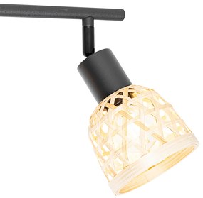 Orientálne bodové svetlo čierne s bambusom 3-svetlo - Rayan