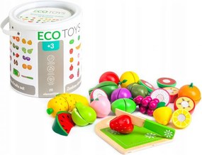 Bestent Súprava kuchára ovocia a zeleniny na krájanie Ecotoys + box 20ks drevená sada