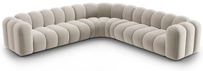 Krémová zamatová modulárna rohová pohovka Lupine – Micadoni