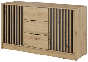 PIA Široká komoda Nelly K3 - dub artisan / čierna