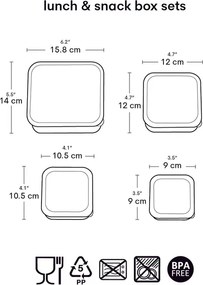 Sada 4 škatuliek na obed a desiatu kvety