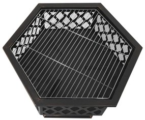 Prenosné ohnisko na drevo s roštom čierna/patina