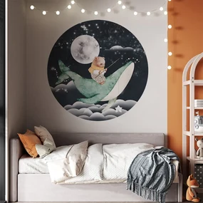 Gario Detská nálepka na stenu Dreamland - medvedík na veľrybe Rozmery: 70 x 70 cm