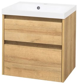 Mereo Mereo, Opto, kúpeľňová skrinka s umývadlom z liatého mramoru, 61 cm, biela, dub, biela/dub, čierna, MER-CN920M
