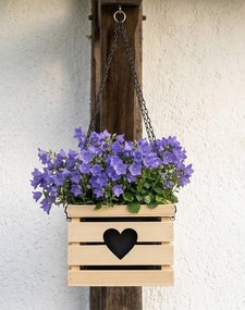 AMADEA Drevený závesný obal s kvetináčom so srdcom, 27x27x21 cm, český výrobok
