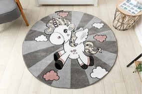 styldomova Detský sivý koberec PETIT jednorožec kruh