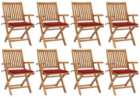 Skladacie záhradné stoličky s podložkami 8 ks tíkový masív 3072783
