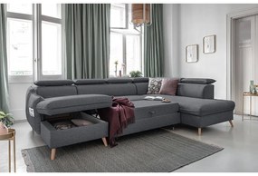 Tmavosivá rozkladacia rohová pohovka (pravý roh) Sweet Harmony – Miuform