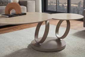 Dizajnový konferenčný stolík Danyale 80-134 cm travertín / šampanský